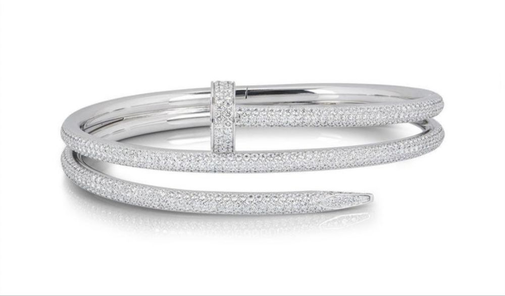 Brățară Cartier Juste un Clou din aur alb 18K cu diamante – Originală