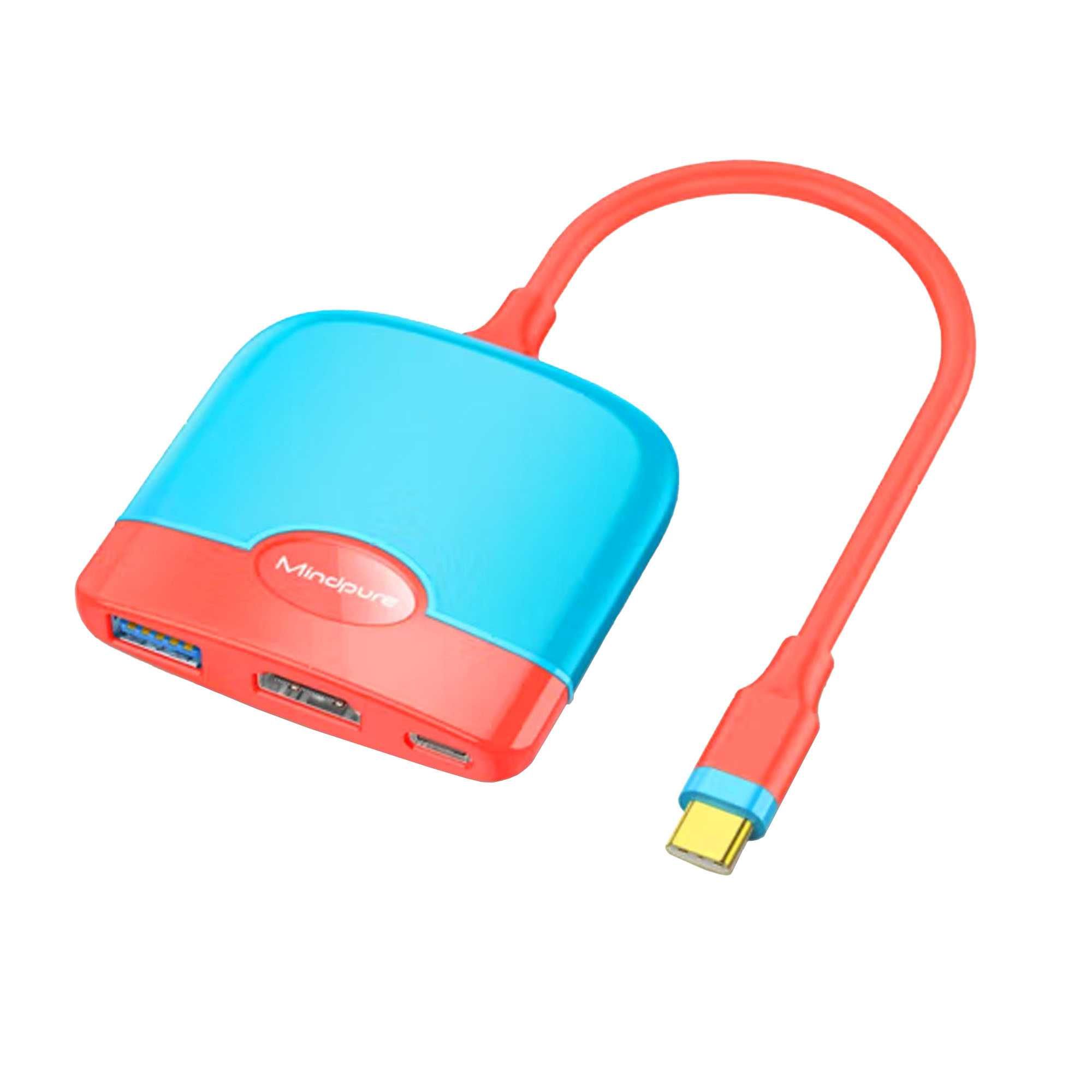 Конвертер USB TypeC M - HDMI F, USB 3.0 AF, USB TypeC F, Mindpure