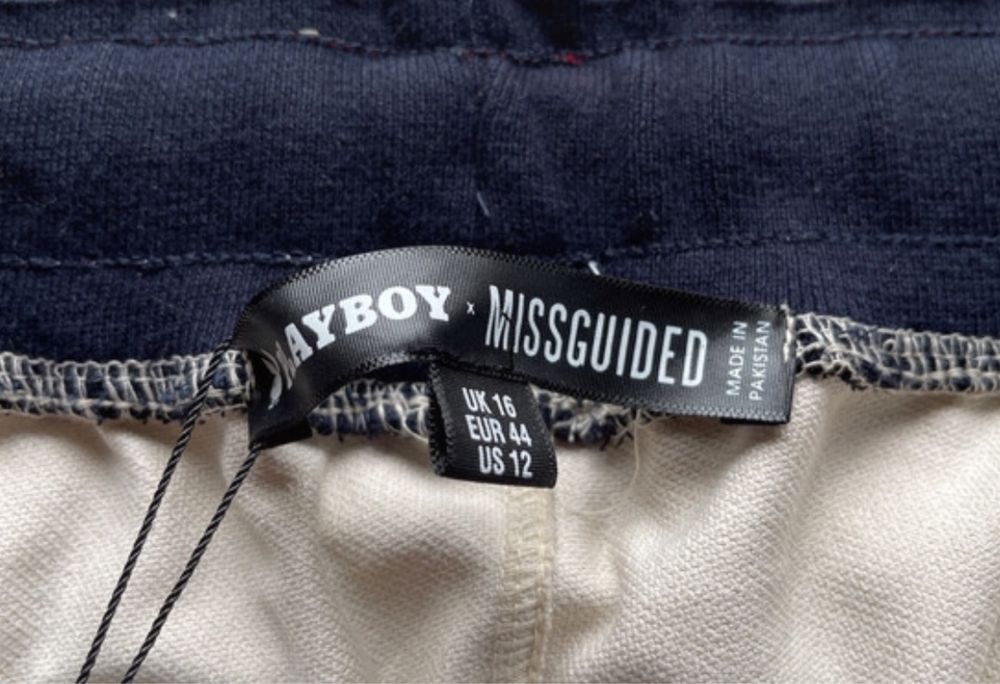 Pantaloni largi cu talie inalta Playboy x Missguided