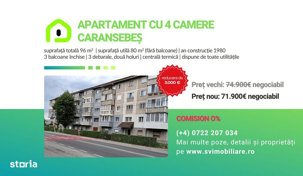 Comision 0 - Apartament cu 4 camere, etaj intermediar, in Pipirig