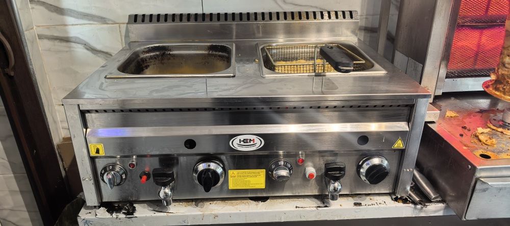 Friteuza Profesionala Gaz 8+8L INOX / Termostat /Robinet Scurgere_NOUA