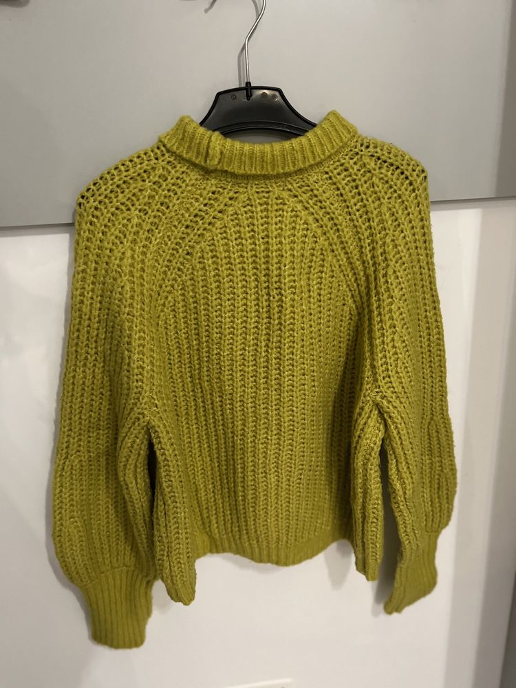 Pulover tricot galben-verzui