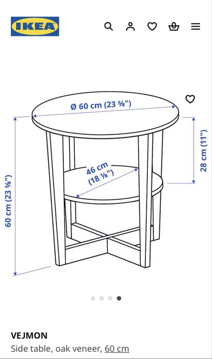 IKEA маса VEJMON 60 см