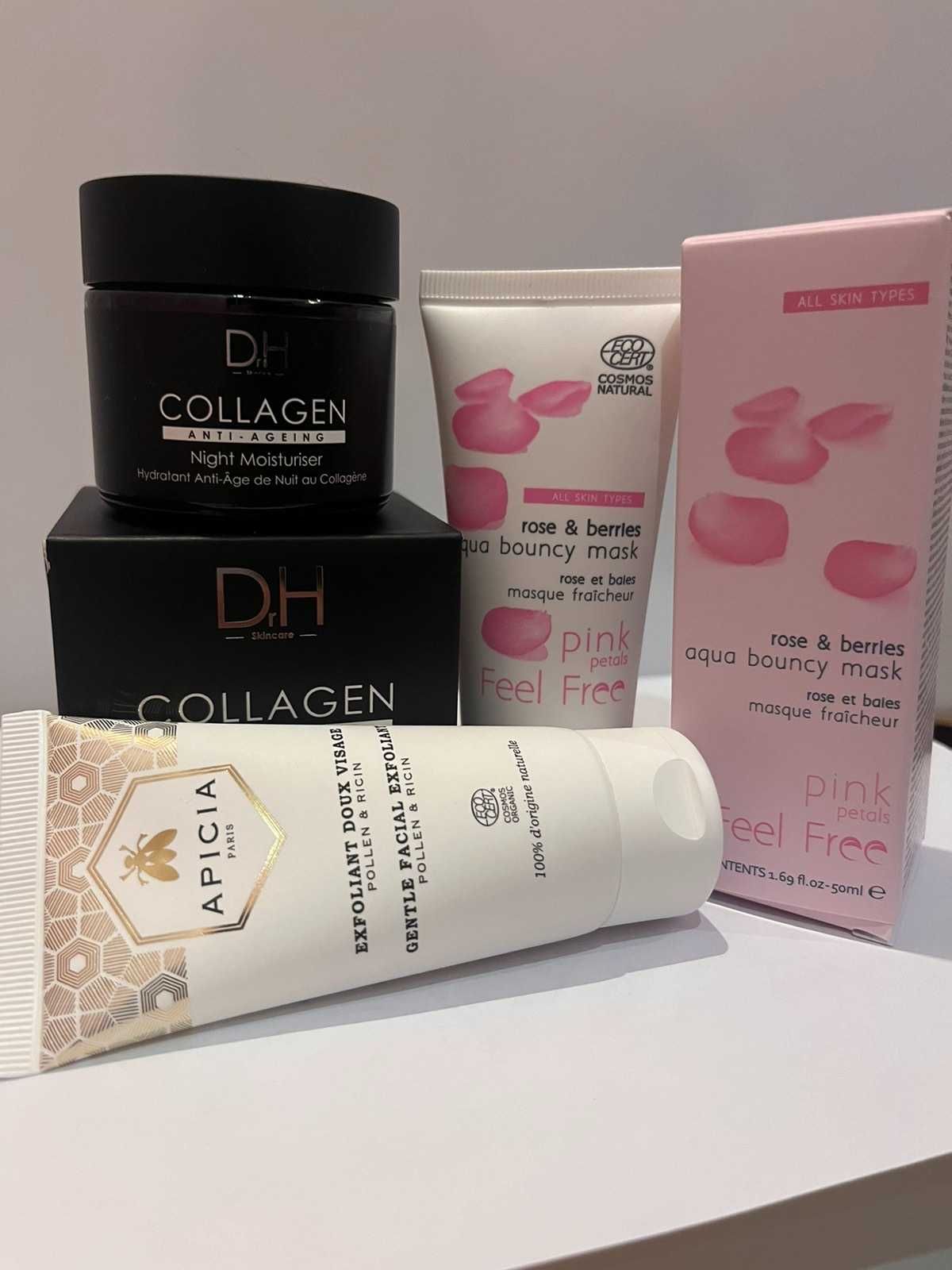 Крем COLLAGEN от Dr.H, маска FEEL FREE и скраб APICIA  за лице