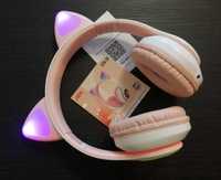 Безжични слушалки с котешки уши и подсветка, Bluetooth слушалки