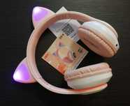 Безжични слушалки с котешки уши и подсветка, Bluetooth слушалки
