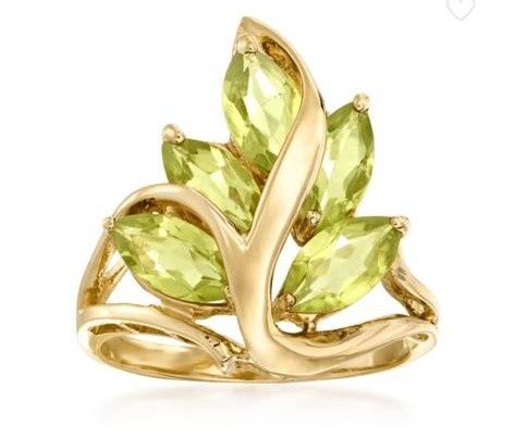 Inel vintage din aur de 14K cu peridot, marimea 15