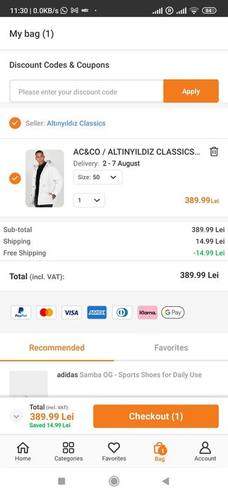 Geaca de iarna alba marimea S noua