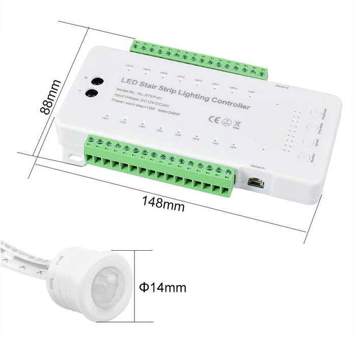 12V / 24V Led контролер на стълба -включване едно по едно на стъпалата