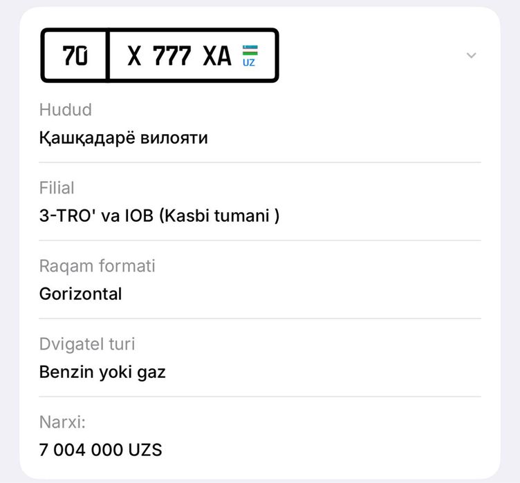 Avtoraqam olib berish hizmati