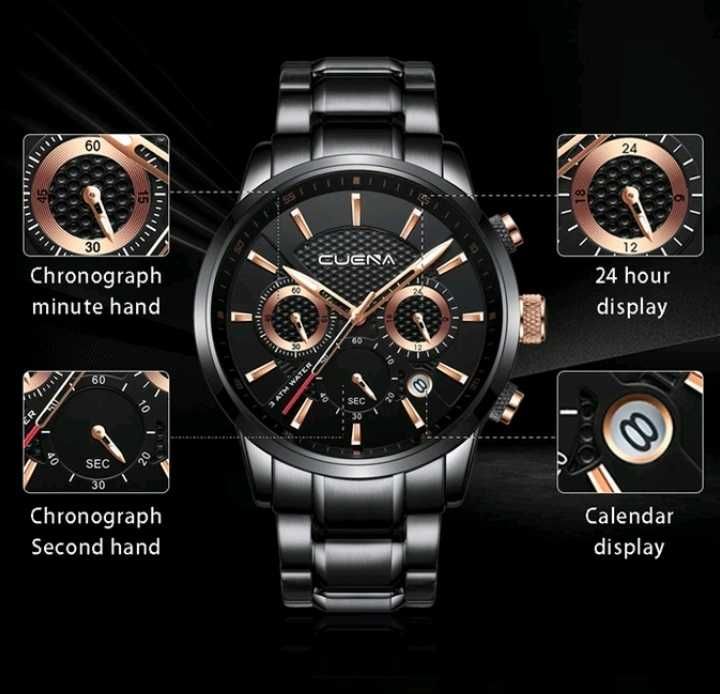 Мужские кварцевые наручные часы Cuena, новые в подар.упак 5 расцветок