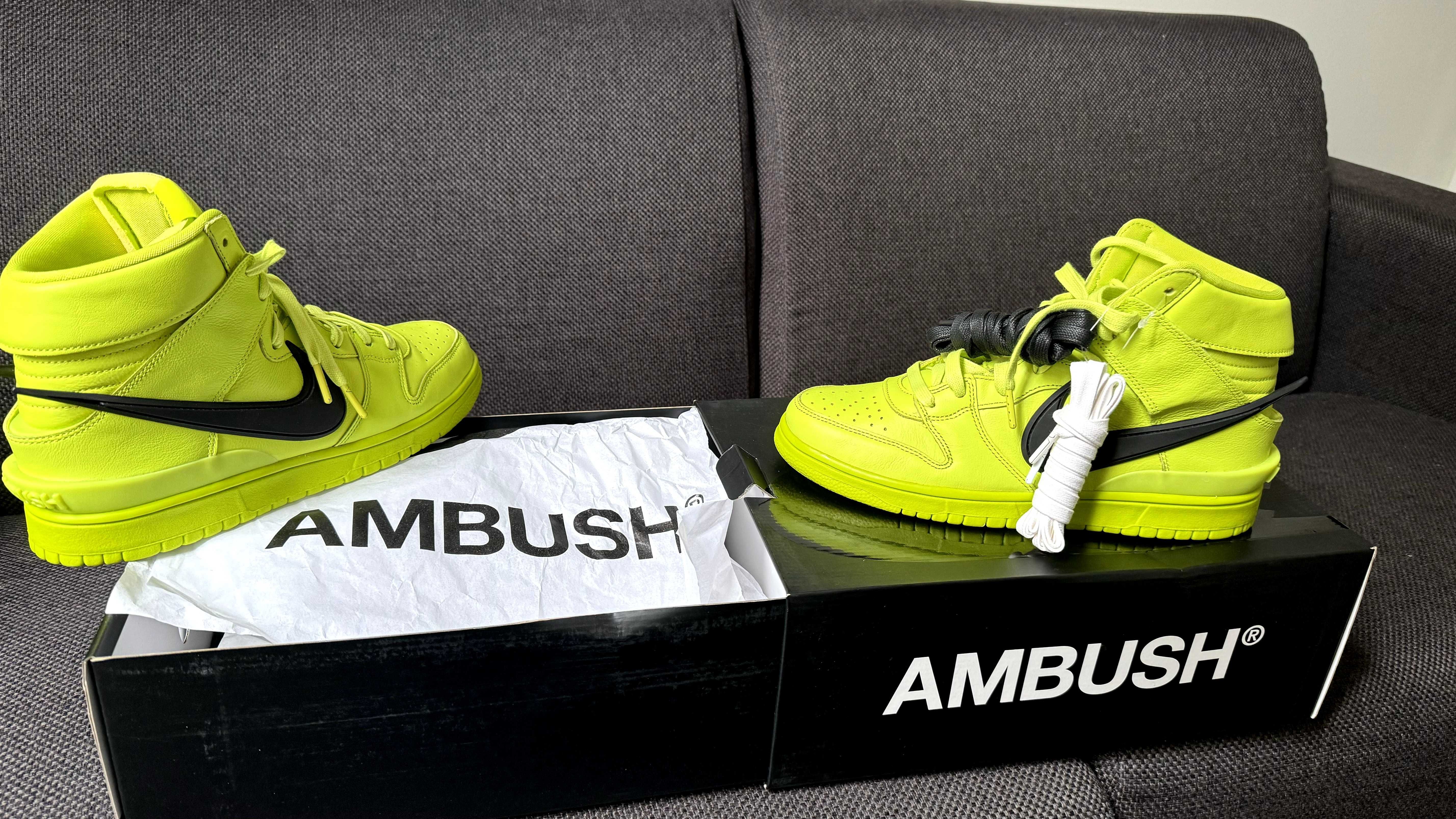 Vand Nike DUNK high "AMBUSH - Flash Lime"