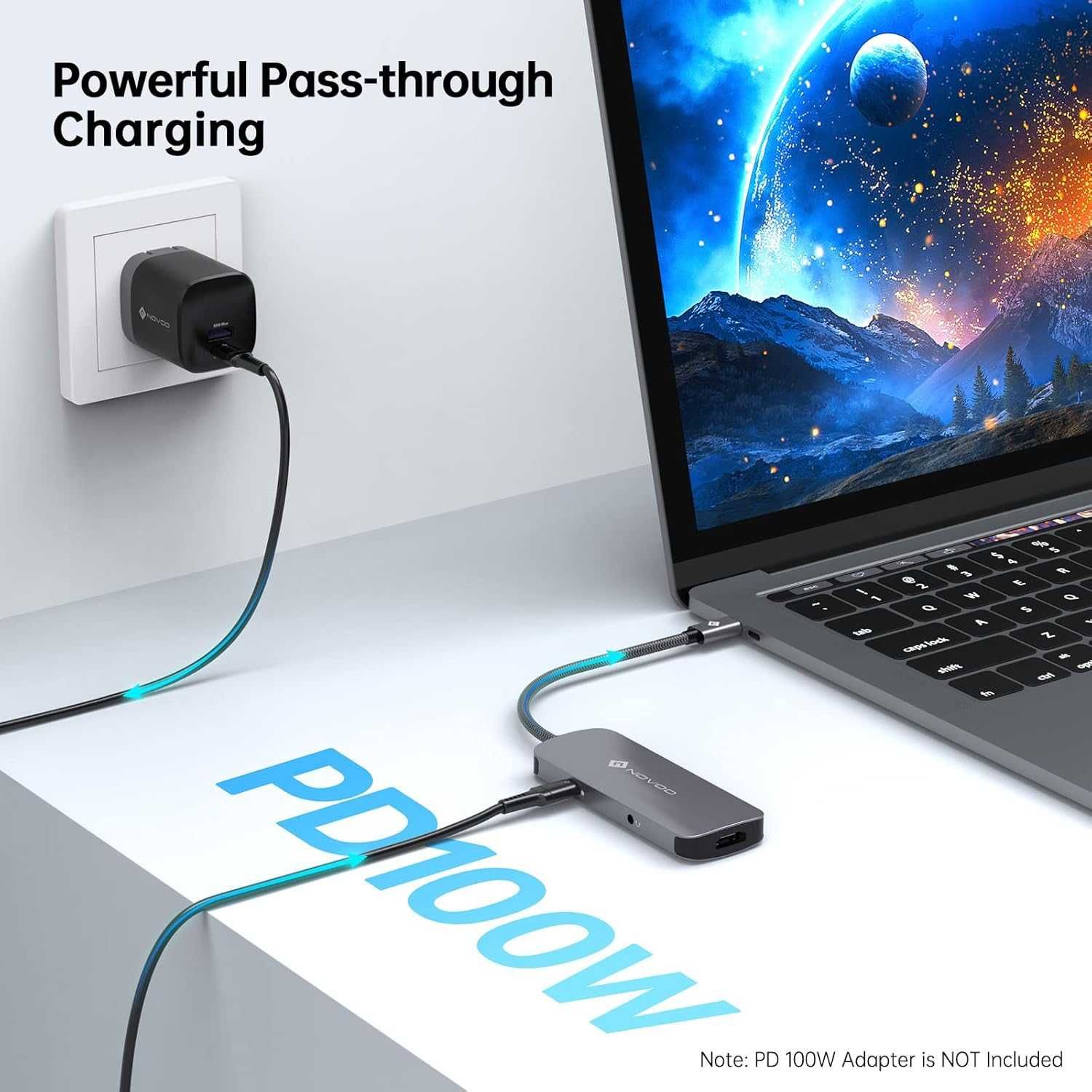 NOVOO 6 в 1 USB C хъб многопортов адаптер