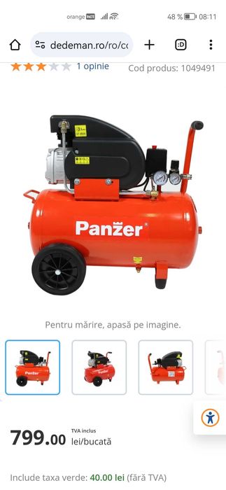 Compresor aer 50litri panzer