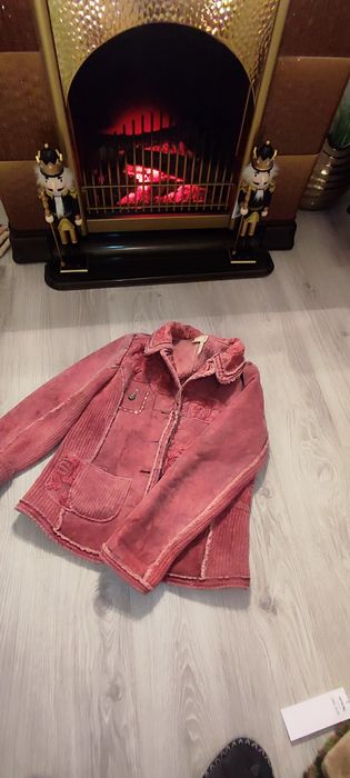 Gecuta roz pudra din imitație de piele întoarsă (suede),lână, broderie