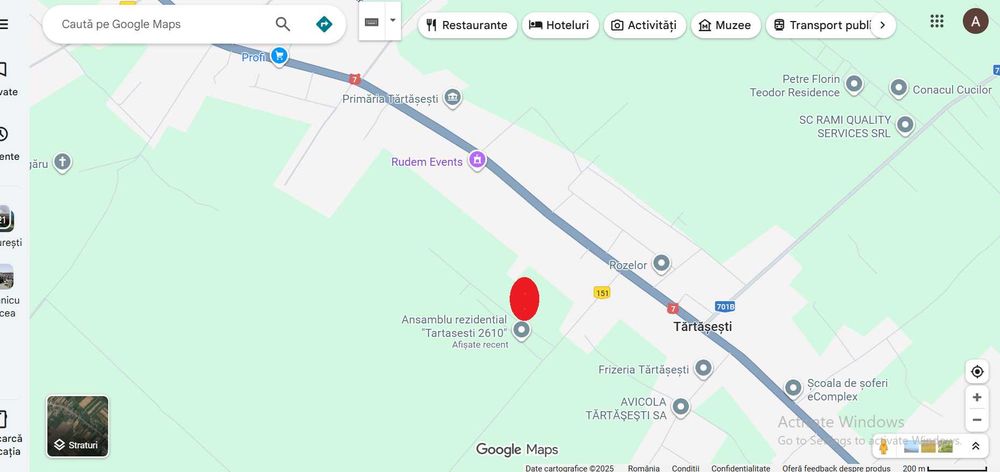 teren Tartasesti, ideal investitie, deschidere 50 ml, plan secundar