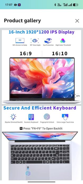 Laptop Amazon NiaKun 16 inch ,N100 ,alder lake ,16gb RAM ,ssd 1tb