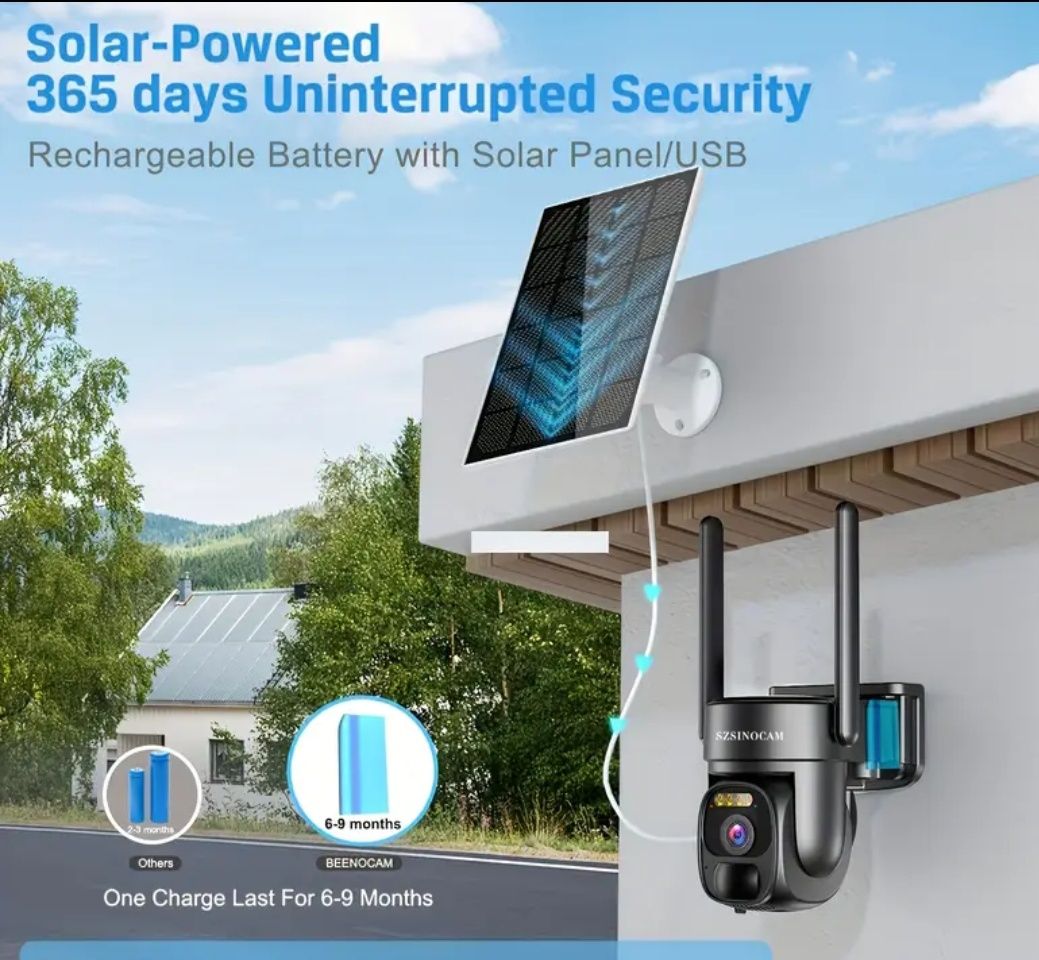 Cameră supraveghere cu panou solar cu cartelă SIM inclusa și card memo