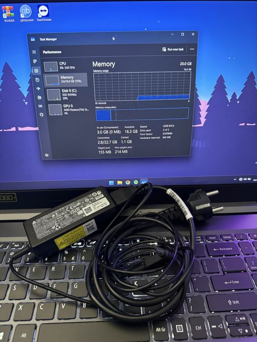 Laptop Acer Ryzen 5 5500U, 20GB RAM, 512Gb SSD