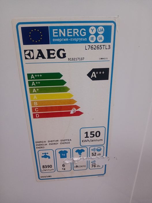 Пералня с горно зареждане АЕГ Aeg Protex Plus A+++6кг2 години гаранция