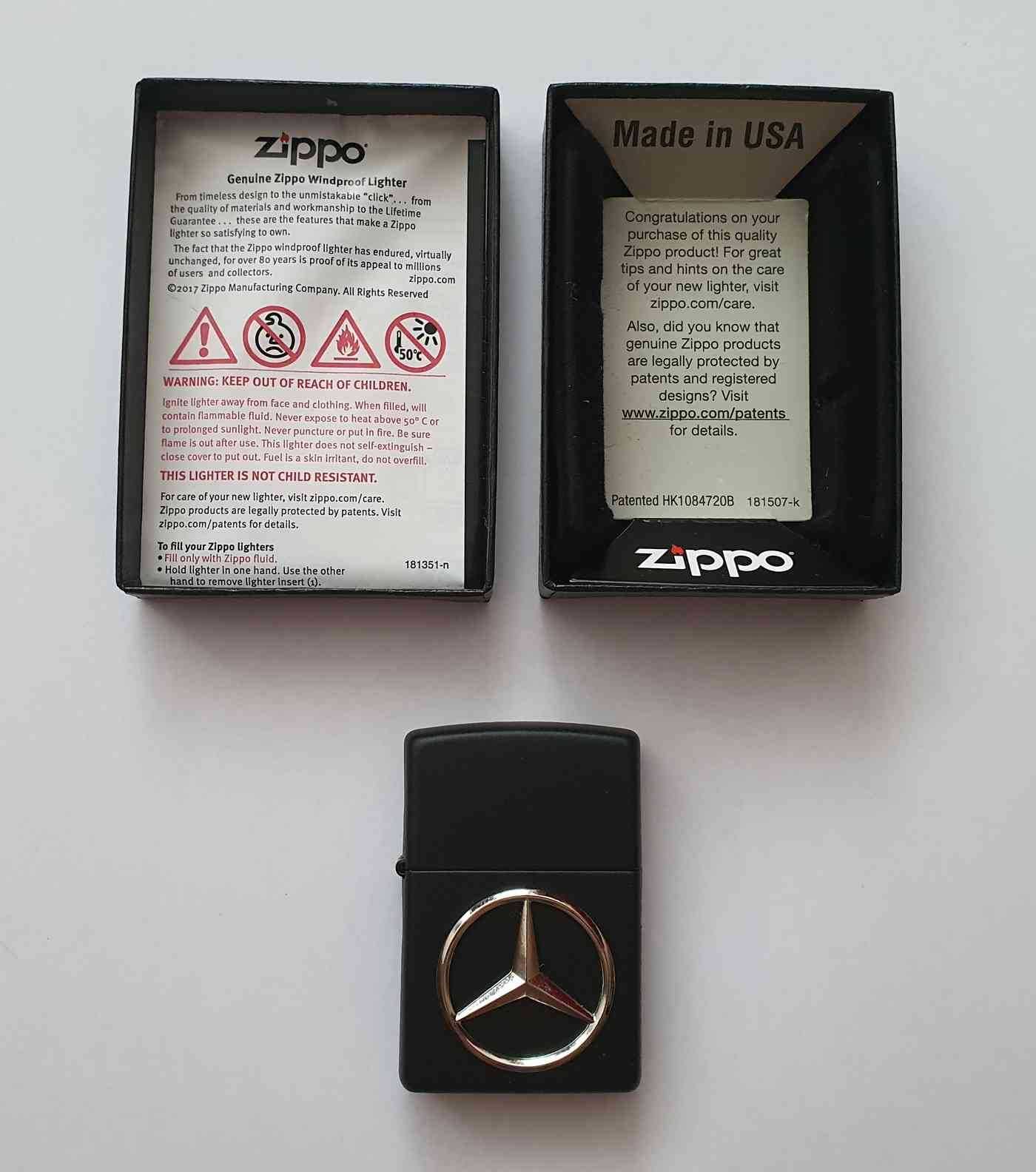 Bricheta Zippo Mercedes-Benz Collection alama finisata negru logo 3D