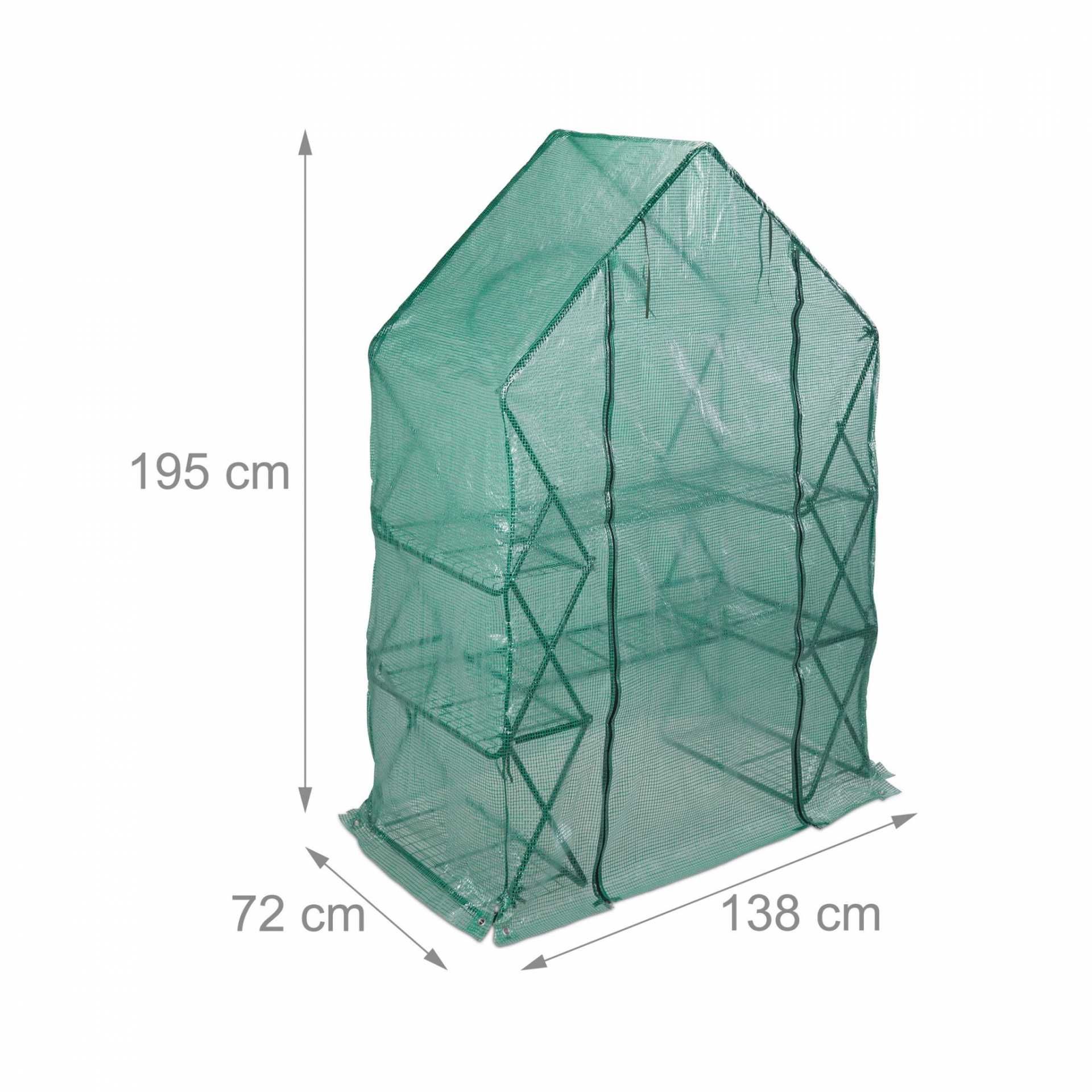 Сгъваема оранжерия с 8 рафта, 195х138х72см, парник с врата и прозорец