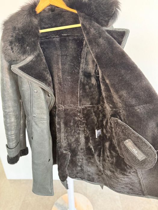 Palton din piele si blana naturala-miel