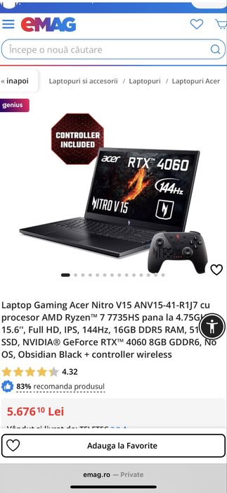 Vand Laptop Acer Nitro V15