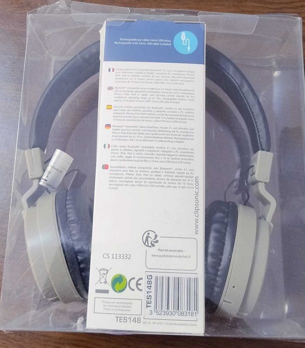 Căști bluetooth Clip Sonic TES 148G - gri și albastre