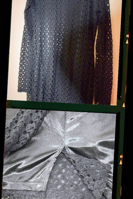 Черна  рокля-памучна дантела, с подплата