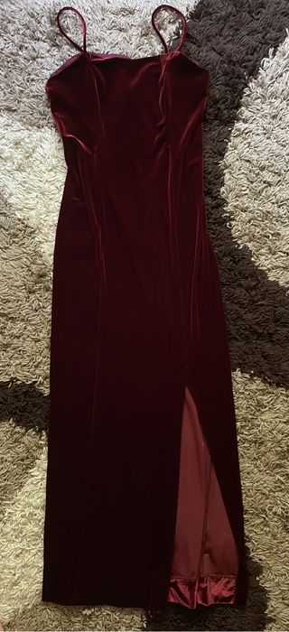 Rochie de Catifea Lungă Roșie