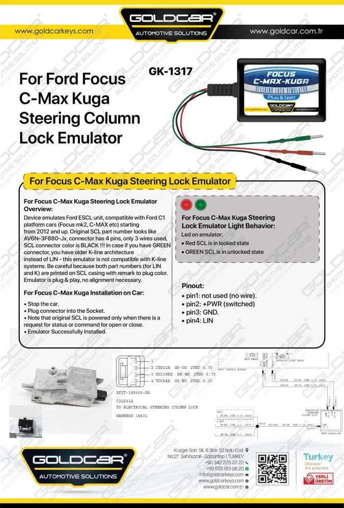 Modul ESCL Ford Focus C-Max Kuga Steering Column Lock