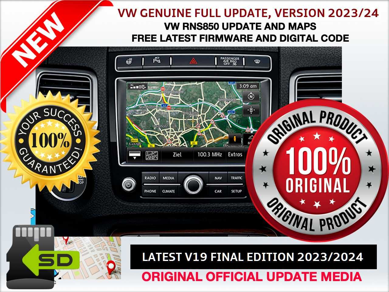 VW Touareg RNS 850 original update set 2023/4 V19 Europe 6.36.0