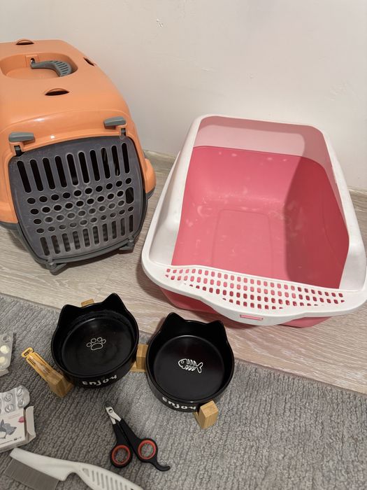Лоток, переноска и различные товары для кошек