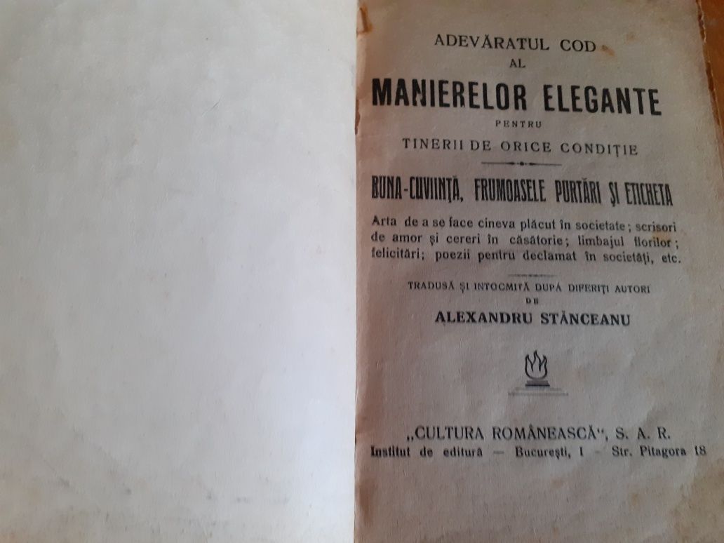 Adevăratul Cod al Manierelor Elegante, Alexandru Stănceanu, 1918