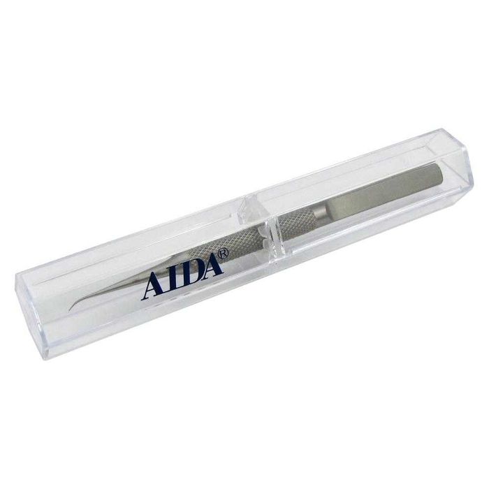Пинсета титаниева в калъф AIDA AD-116-15B, извита с набраздени дръжки