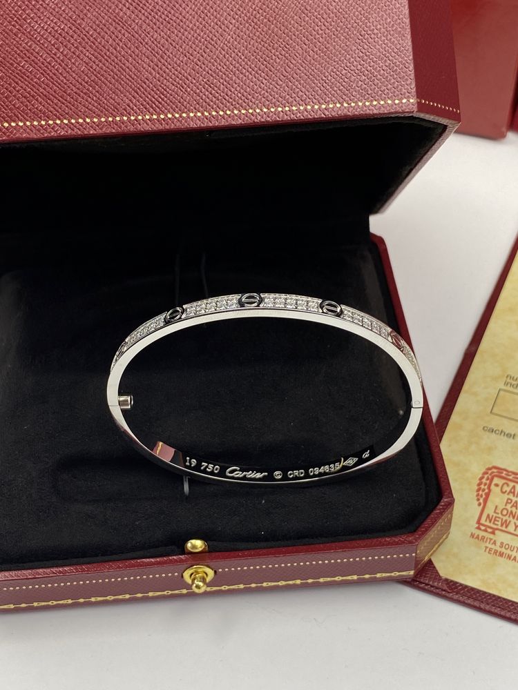 Brățară Cartier LOVE 19 White Gold 750 Small Diamonds Full Box
