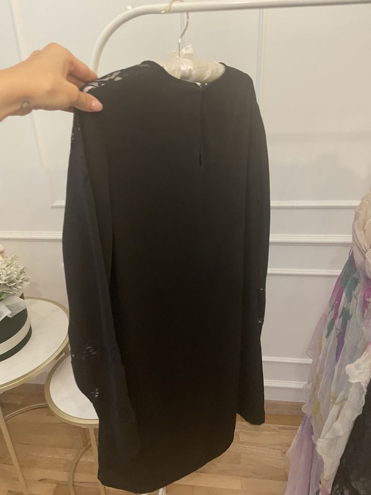 Дамска нова рокля Zara M черна с дантела