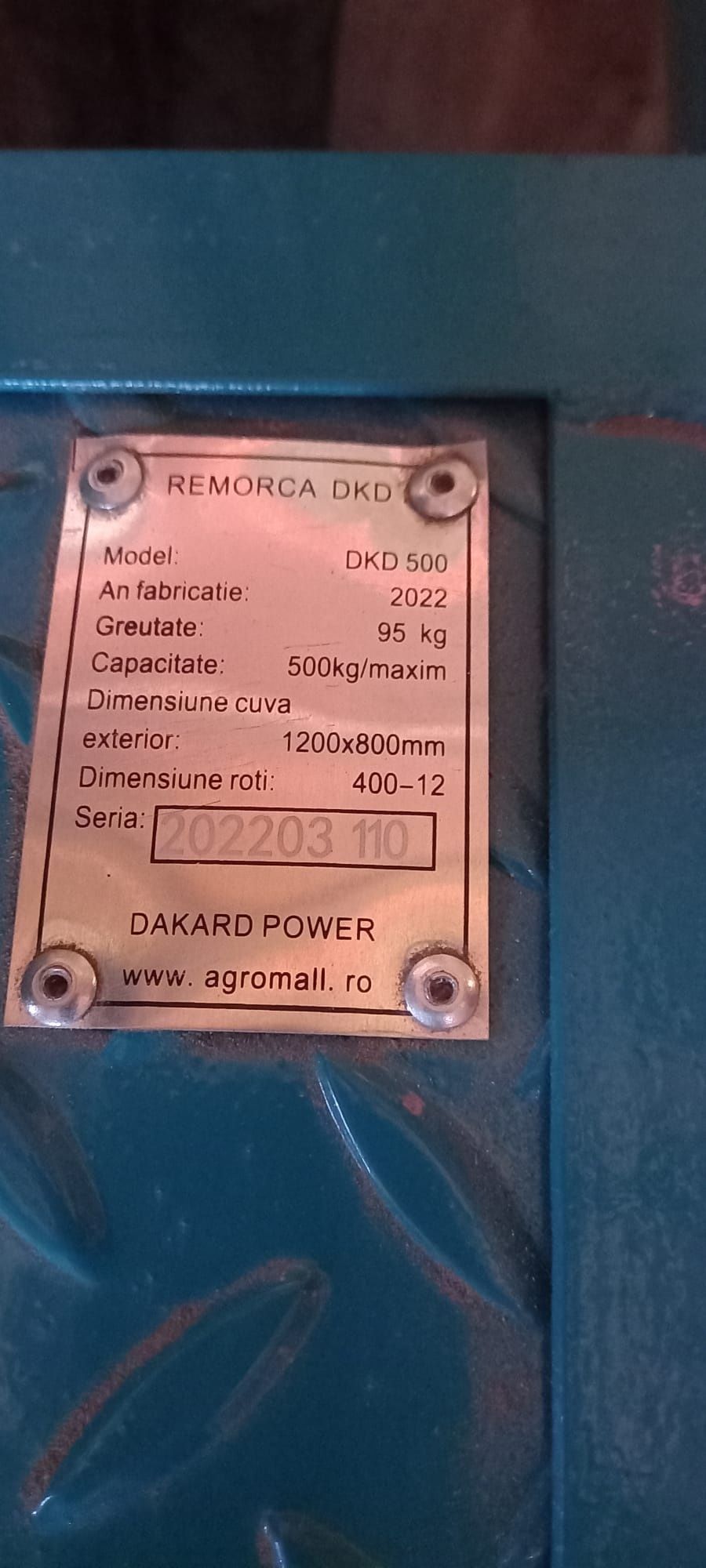 Remorca basculabila DKD 500 capacitate 500-600 kg