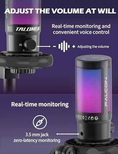 Професионален микрофон за подкасти и YouTube с RGB светлини поп филтър