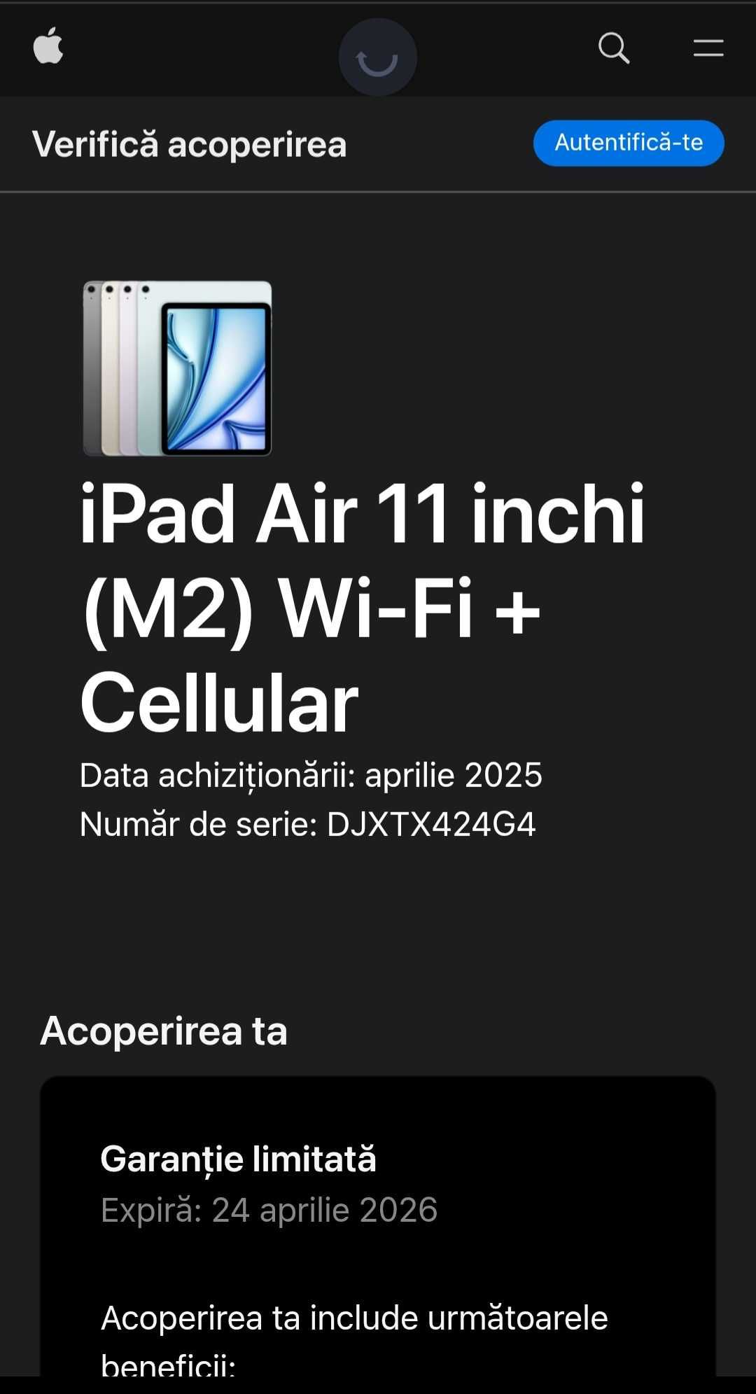 iPad Air 11" (2024), M2, 256GB, Cellular, Blue, noua