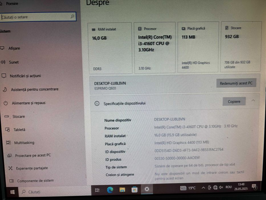 Mini PC FUJITSU ESPRIMO Q920 i3/16GB/1TB HDD+monitor 19