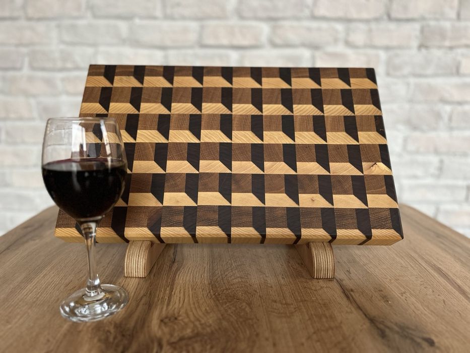 Енд грейн (End grain) дъска за рязане и сервиране "Шоколад"