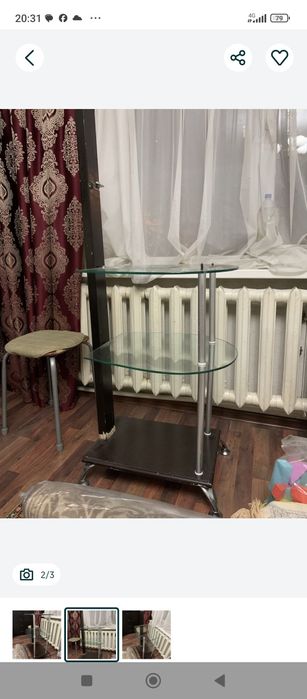 Полка стеклянная три полки