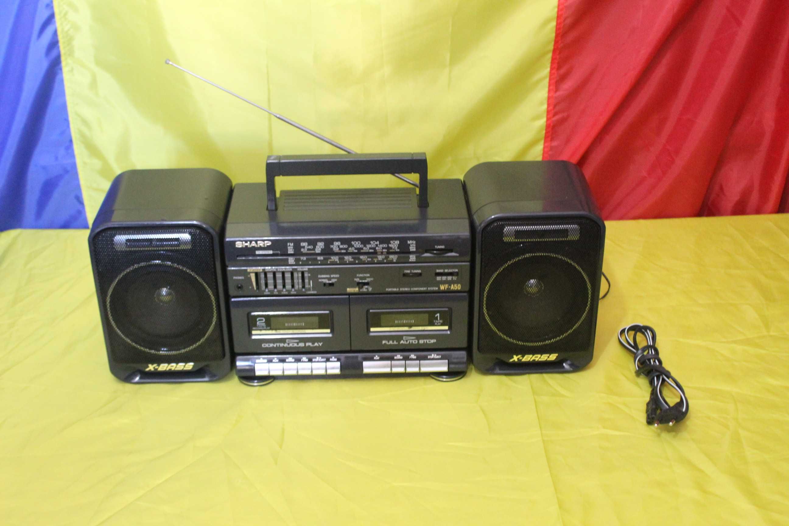 Radio dublu  casetofon  vechi - ( Germania )  SHARP wf - a 50