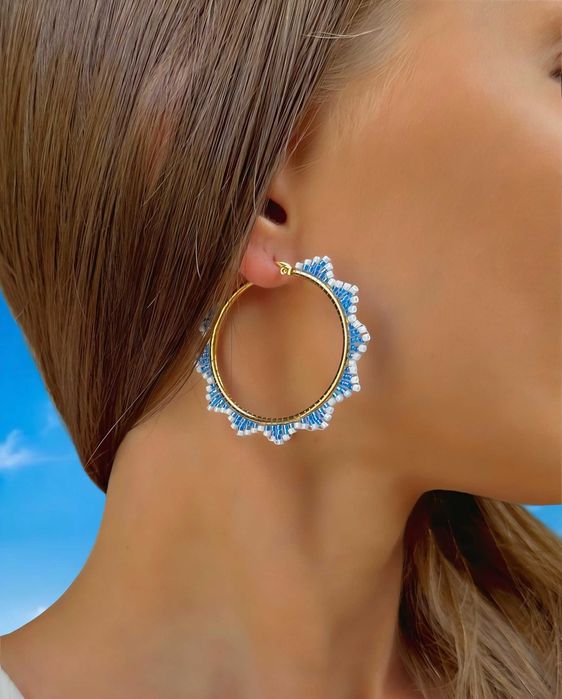 Ръчно изработени обеци, Японски мъниста, Неръждаема стомана, Уникални