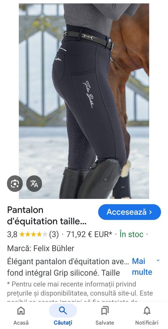 Pantaloni călărie leggings echitatie Felix Buhler cu silicon grip nr S