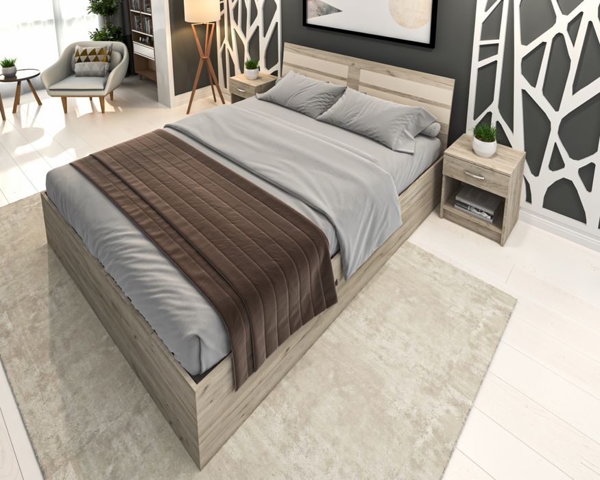 Pat 160x200 cu saltea spuma memorie