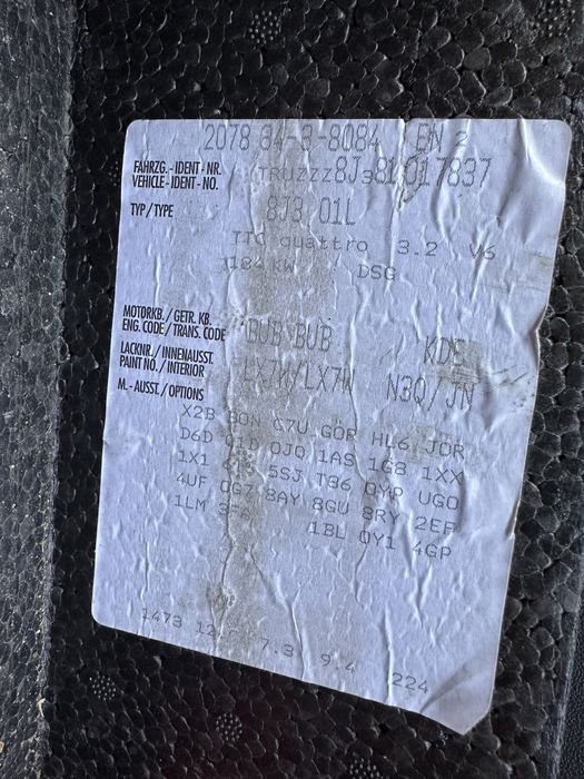 Ауди тт 3.2 дсг на части / audi tt 3.2 dsg quattro