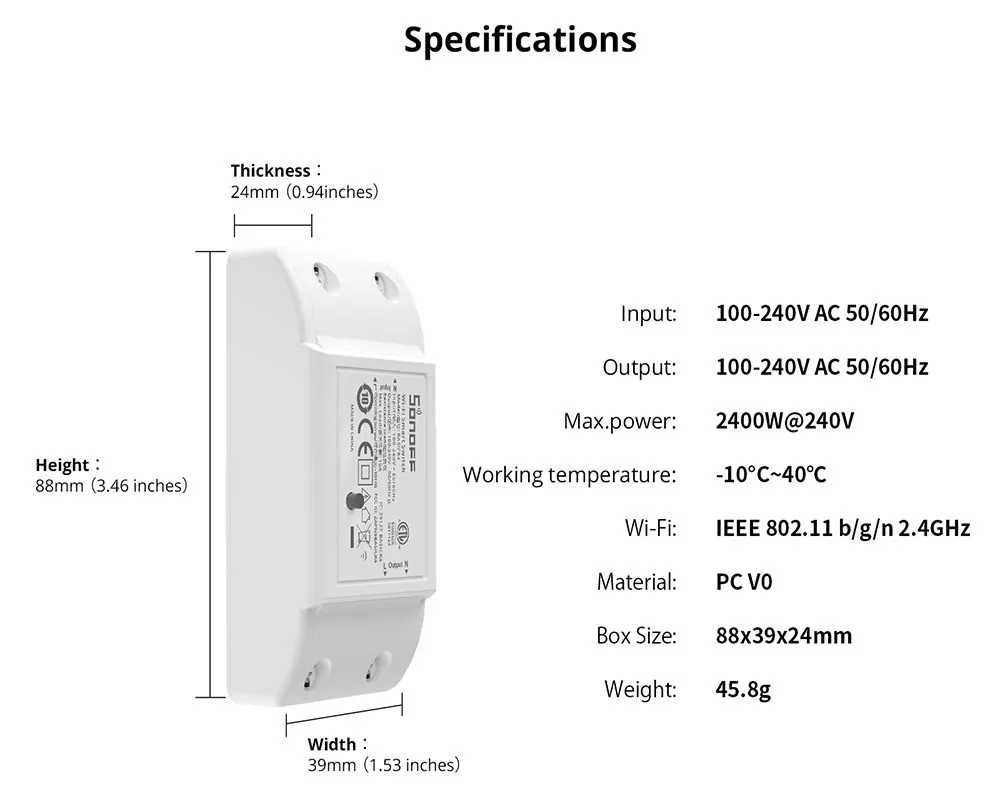 SONOFF BASIC R4 WiFi интернет ключ/прекъсвач – 10A